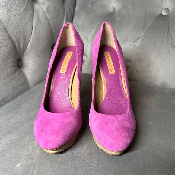 BCBGMAXAZRIA Fuchsia Suede Platform Stiletto Heels – Women’s Size 7.5B - Picture 2 of 6